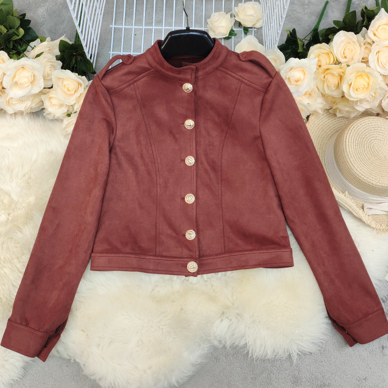 Veste Suédine Rétro Courte