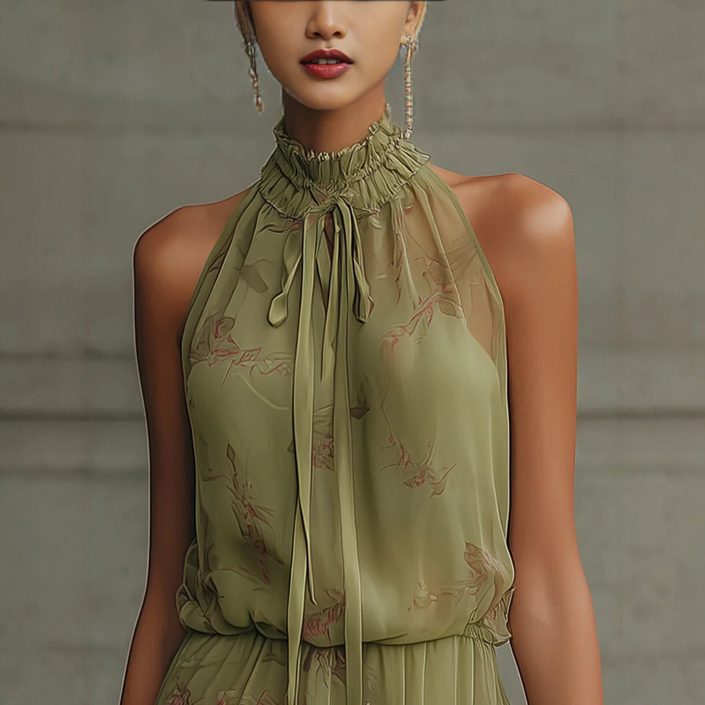 Robe Fluide Col Montant