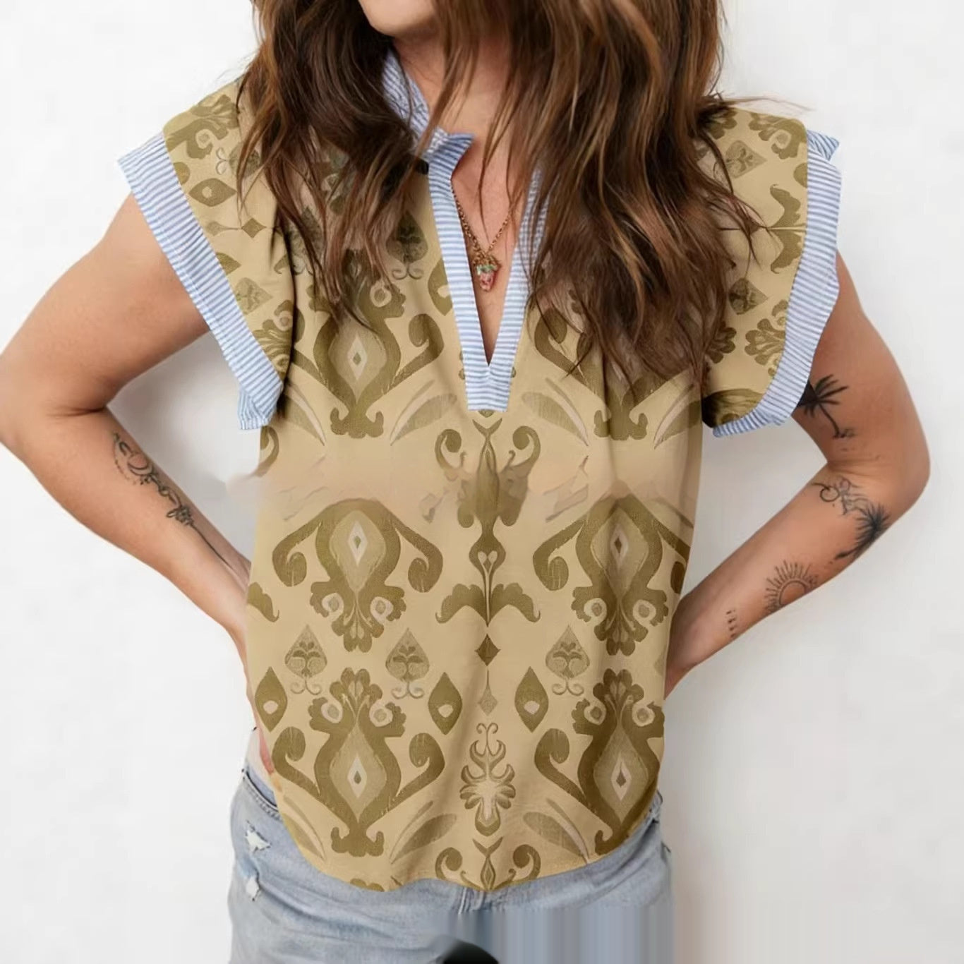 Chemise Motifs Ethniques Rétro