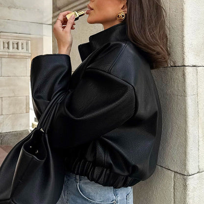 Veste Cuir Noire Ample