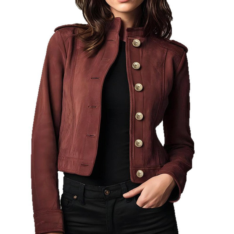 Veste Suédine Rétro Courte