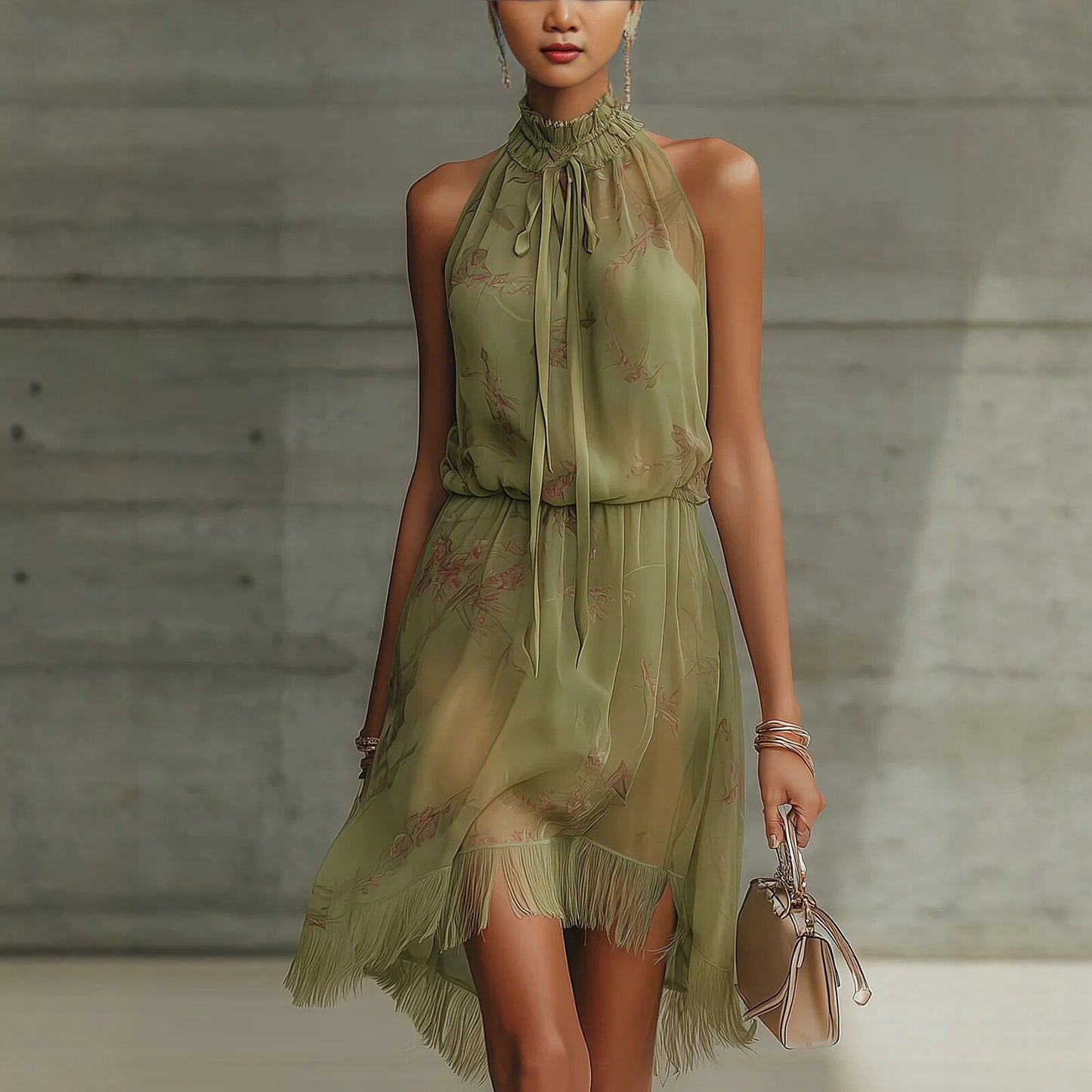 Robe Fluide Col Montant