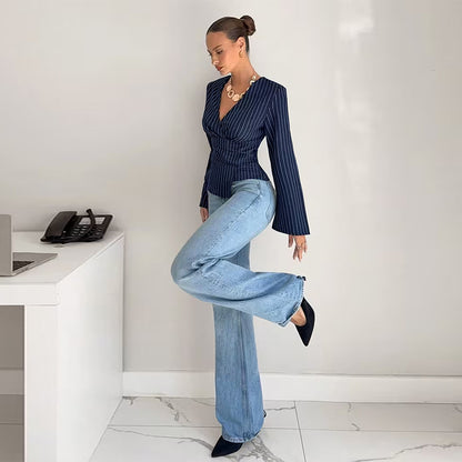 Blouse Rayée Taille Structurée