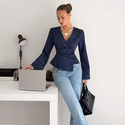 Blouse Rayée Taille Structurée