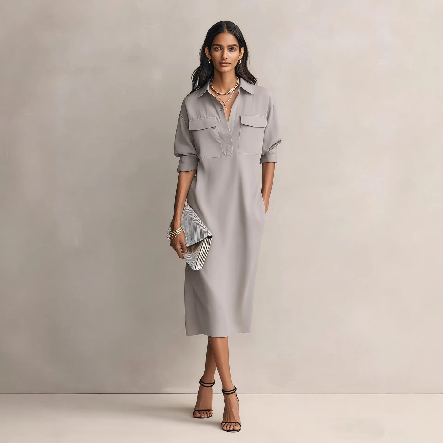 Robe Chemise Élégante Cintrée