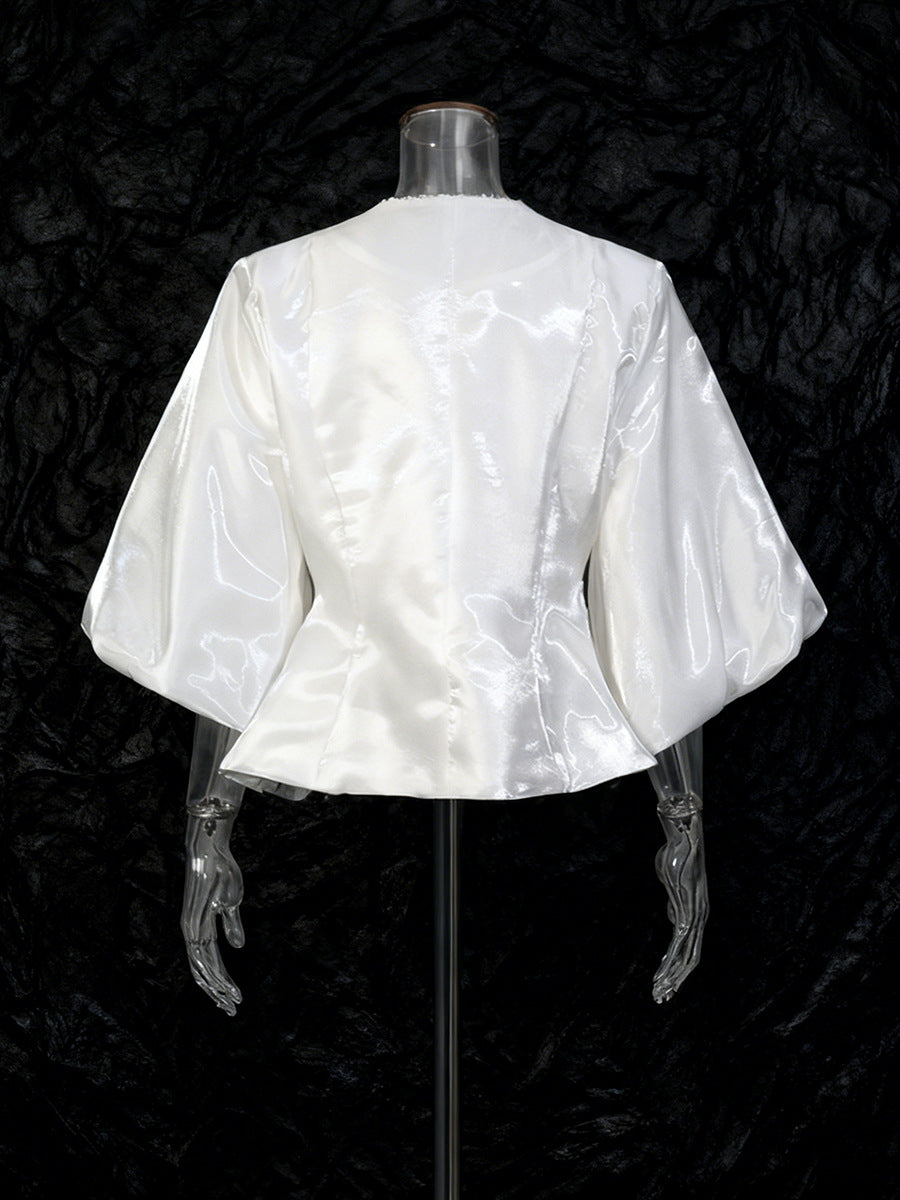 Chemise Col Rond Manches Ballon