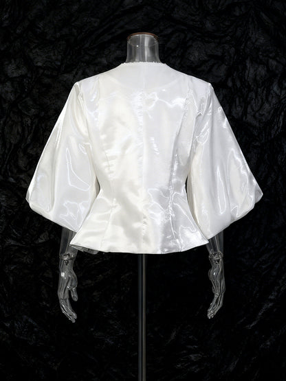 Chemise Col Rond Manches Ballon
