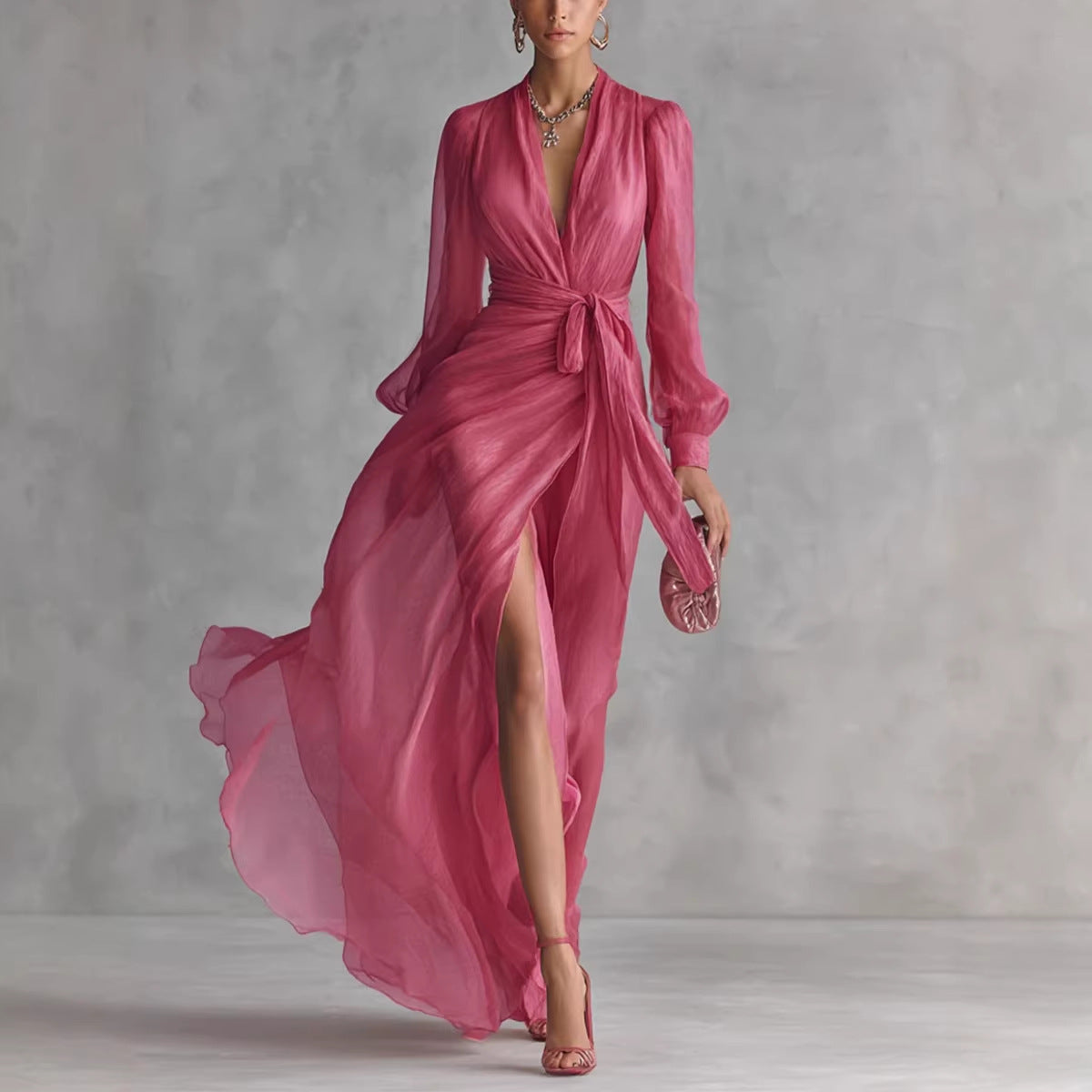 Robe Col V Lacée Chic