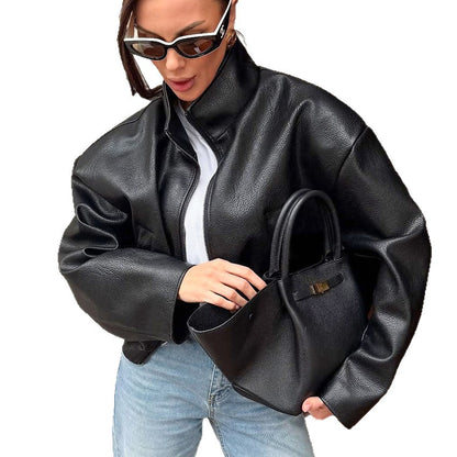 Veste Cuir Noire Ample