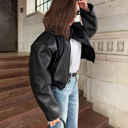 Veste Cuir Noire Ample