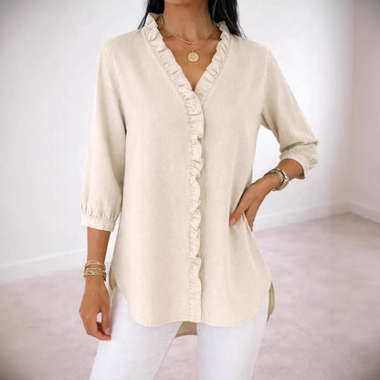 Chemise Effet Denim Col V