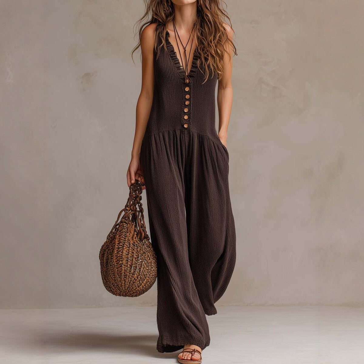 Combinaison Col V Jambes Larges