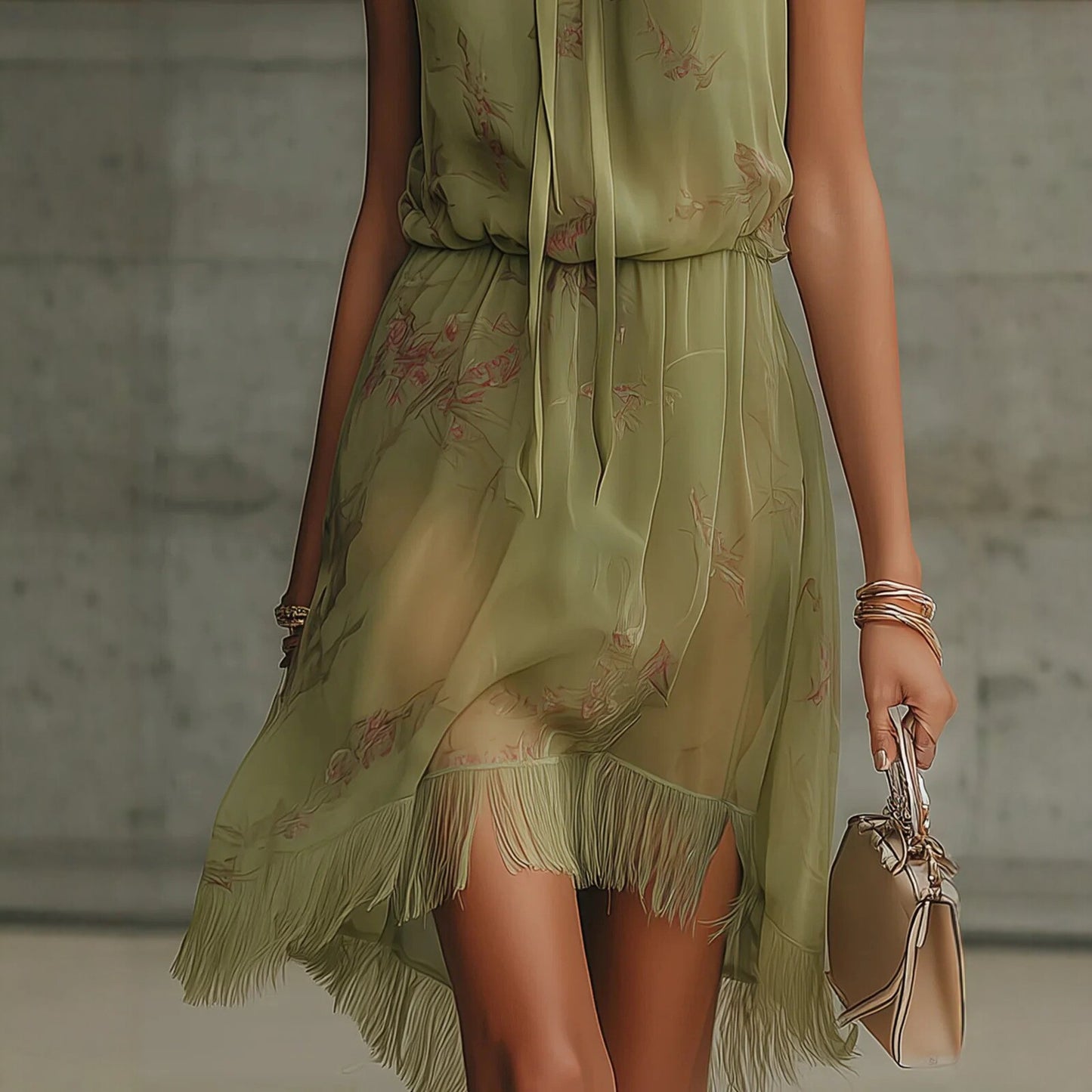 Robe Fluide Col Montant