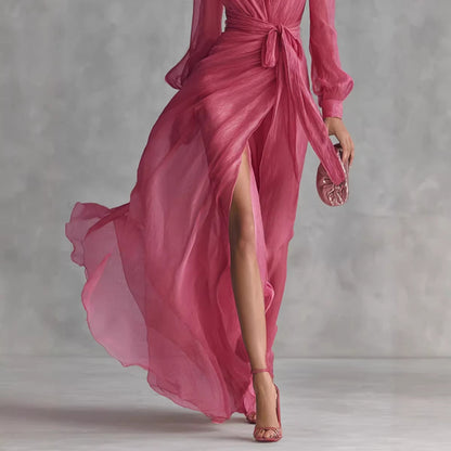 Robe Col V Lacée Chic