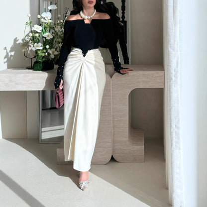 Robe Fourreau Perles Élégance