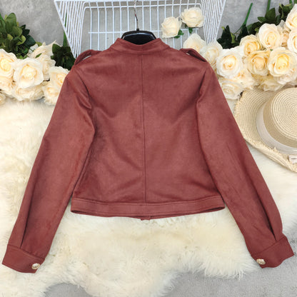 Veste Suédine Rétro Courte