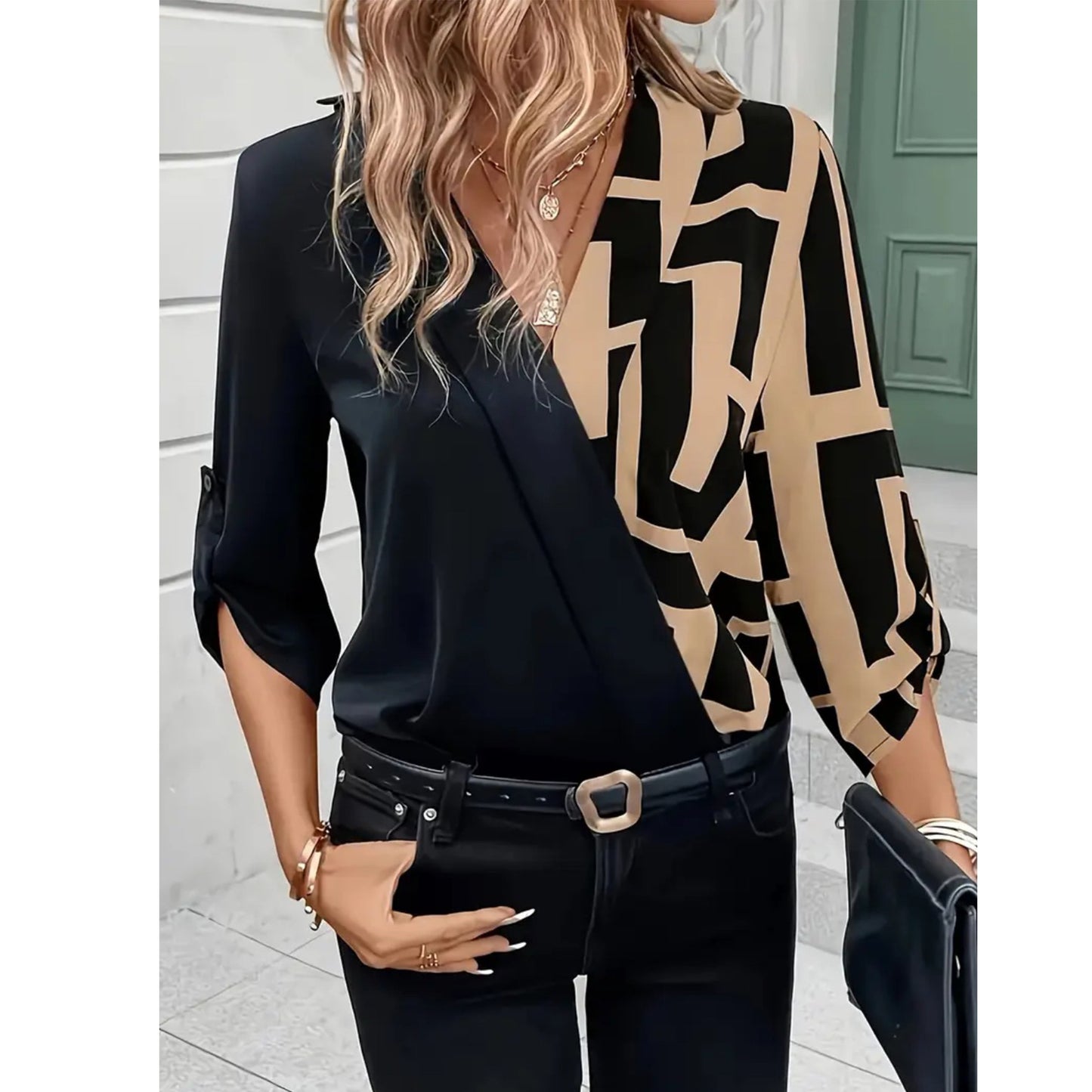 Chemise Col V Patchwork