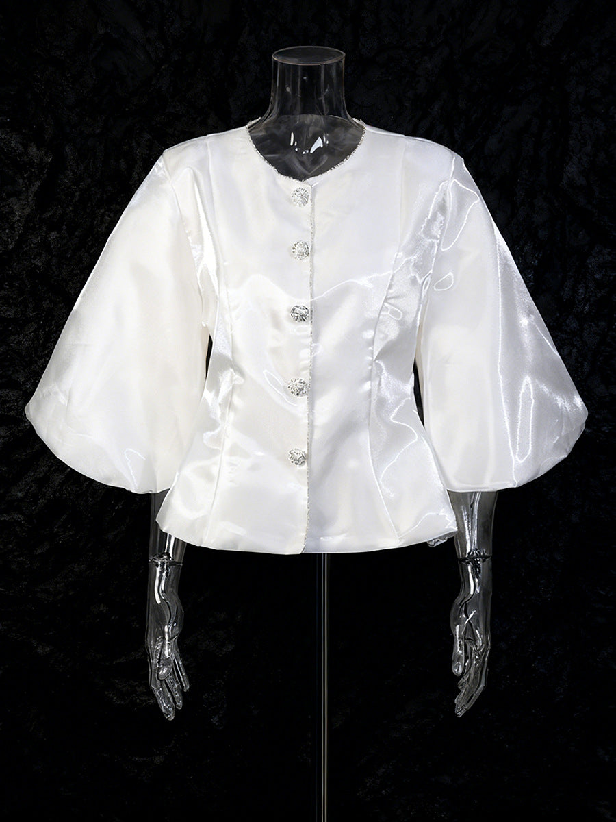 Chemise Col Rond Manches Ballon