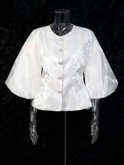 Chemise Col Rond Manches Ballon