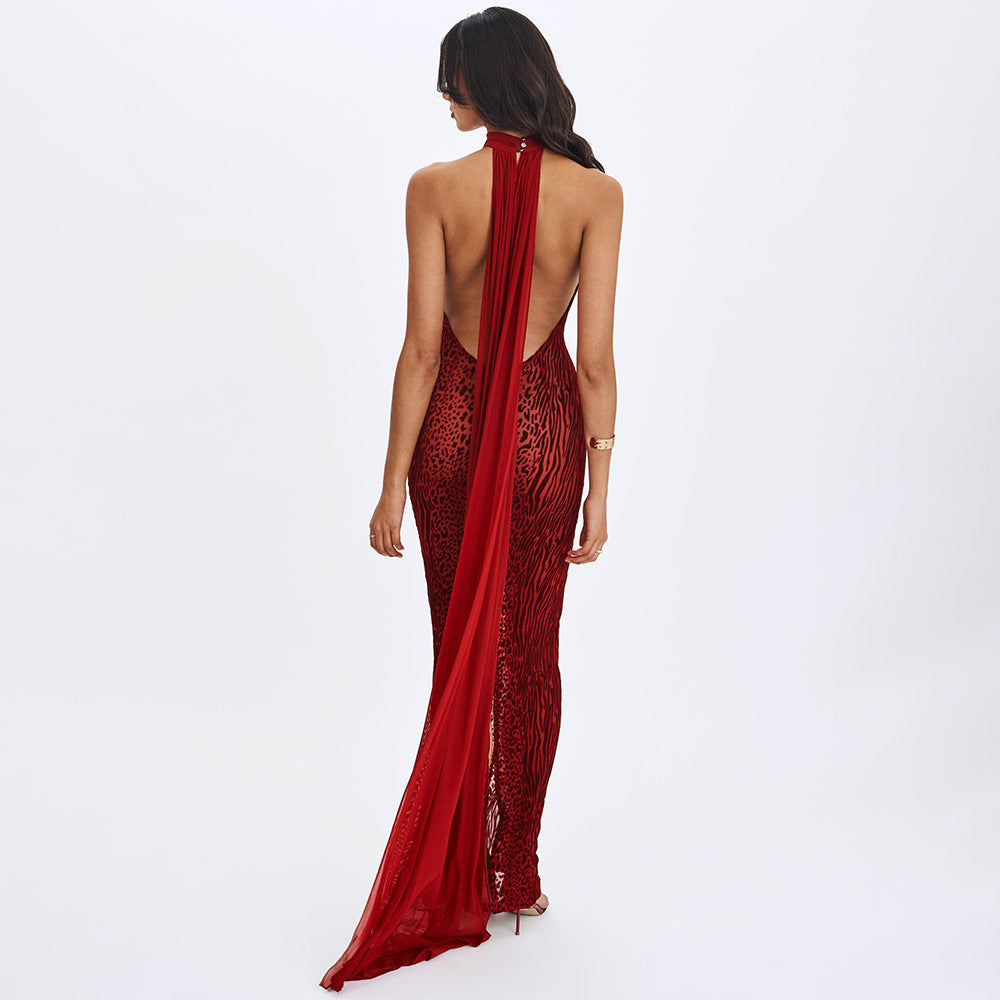 Robe Fluide Fendue Dos-Nu
