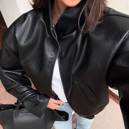 Veste Cuir Noire Ample