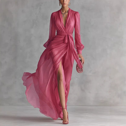 Robe Col V Lacée Chic