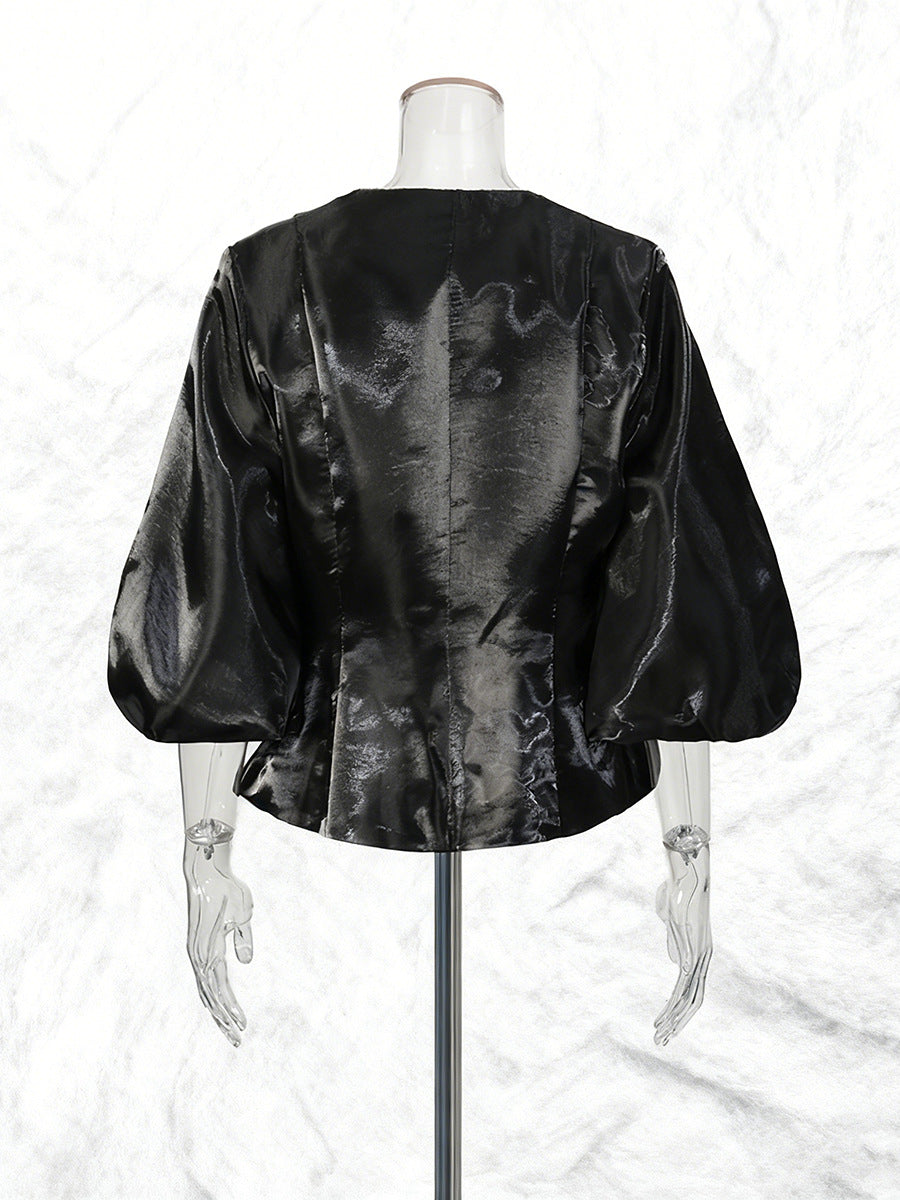 Chemise Col Rond Manches Ballon