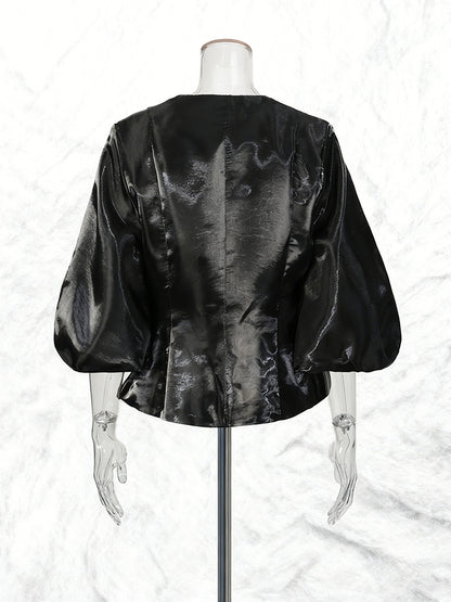 Chemise Col Rond Manches Ballon