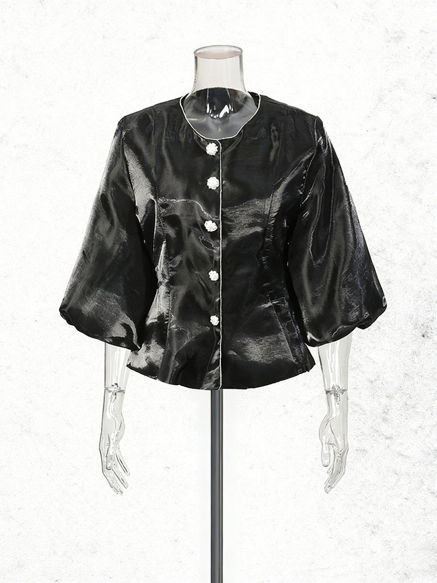 Chemise Col Rond Manches Ballon