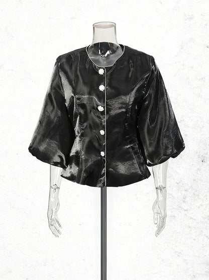 Chemise Col Rond Manches Ballon