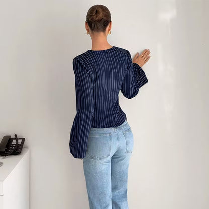 Blouse Rayée Taille Structurée