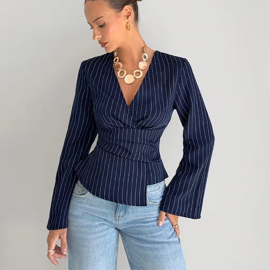Blouse Rayée Taille Structurée