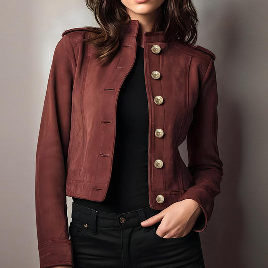 Veste Suédine Rétro Courte